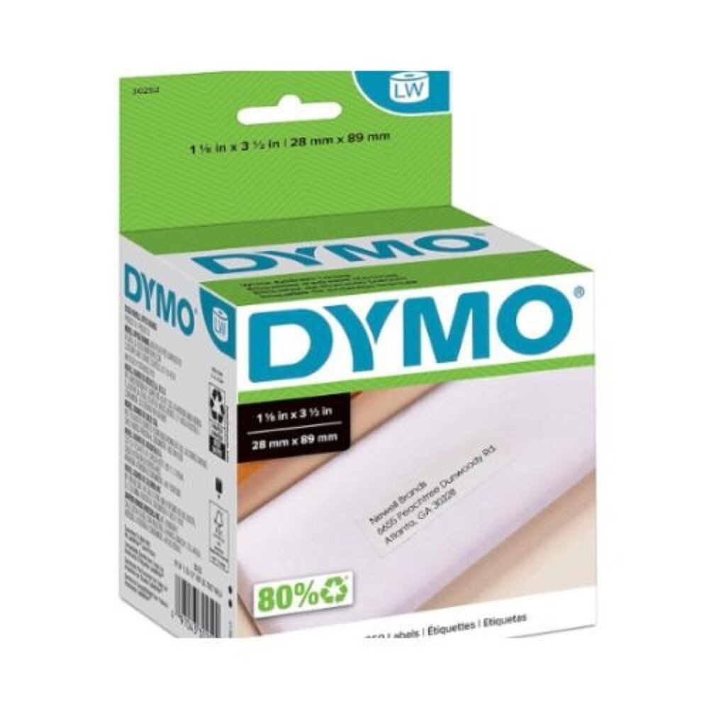 DYMO Direct Thermal‎ Labels - 1-1/8" x 3-1/2" - 2 Rolls of 350 LW 30252